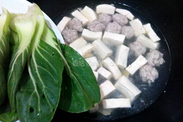 豆腐油菜肉丸汤的做法图解6