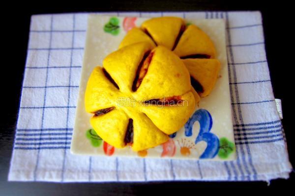 南瓜豆沙花形包的做法图解5