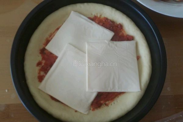 奶油蘑菇烤鸡奶酪披萨的做法图解15