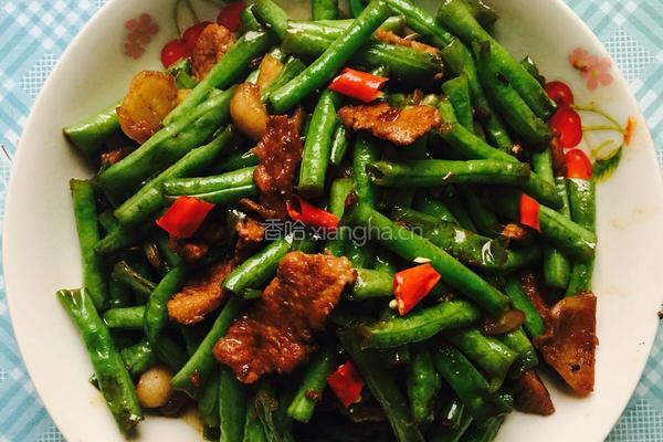 豇豆炒肉片的做法图解4