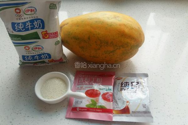 木瓜椰奶冻的做法图解1