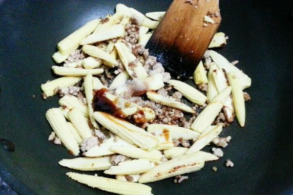 肉沫炒小玉米的做法图解8