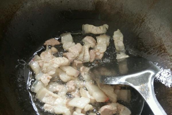 五花肉青蒜炒豆干的做法图解5