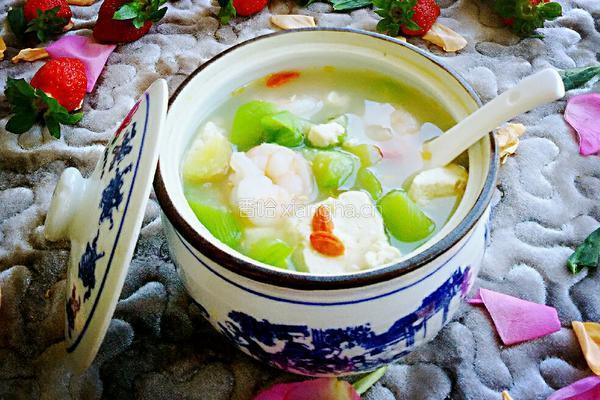虾仁豆腐丝瓜汤的做法图解8