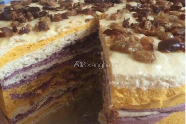 南瓜紫薯千层发糕的做法图解8