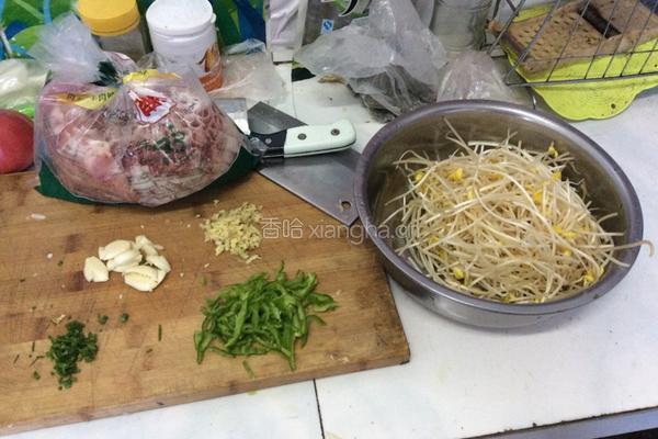 豆芽烧羊肉卷的做法图解1