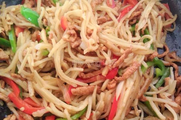 肉丝炒饼的做法图解10