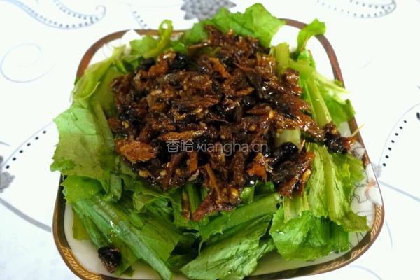 豆豉鲮鱼拌油麦菜的做法图解8