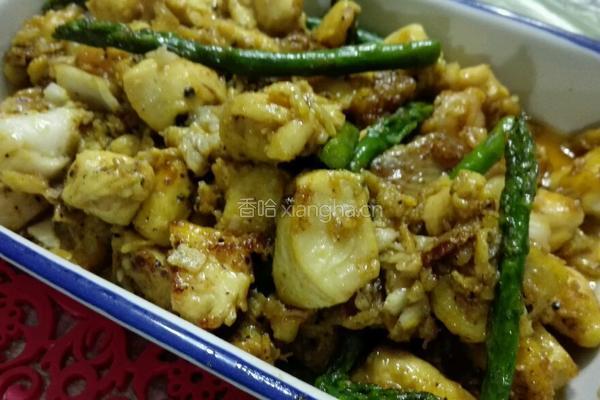 滑炒黑椒芦笋三丁