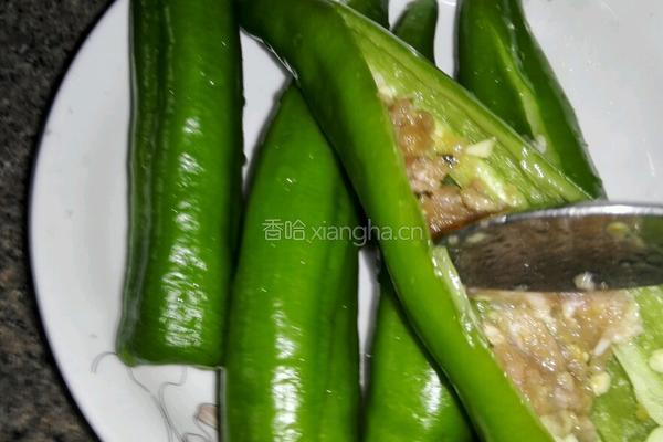 肉酿虎皮青椒的做法图解3