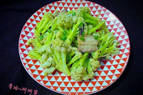 有机花菜炒肉的做法图解14