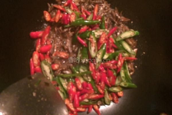 小银鱼炒辣椒的做法图解5