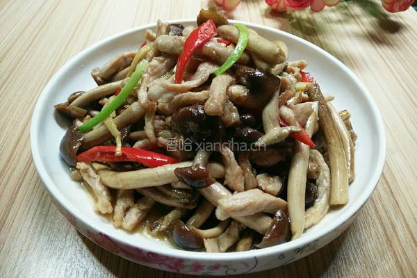 鲜茶树菇炒肉的做法图解8