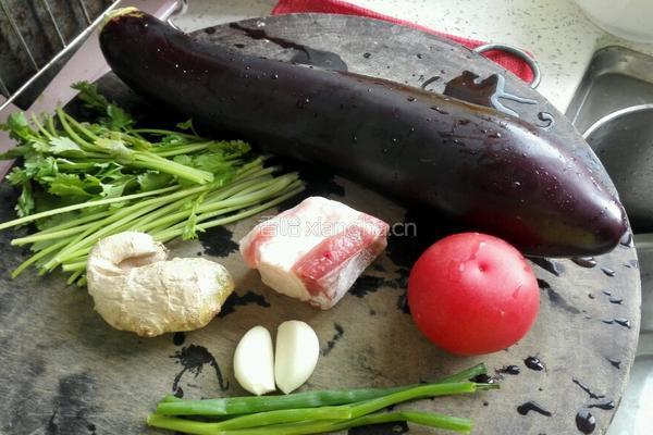 家常肉丁炒茄子的做法图解1