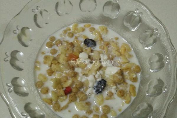 牛奶水果麦片配黄桃的做法图解4