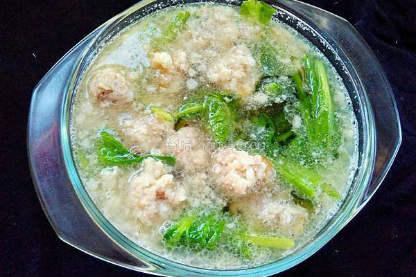 小白菜汆丸子的做法图解14