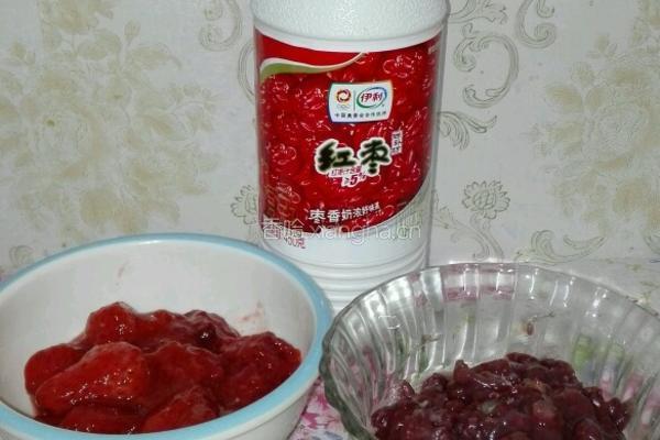 冰棍酸奶草莓酸奶红豆的做法图解1
