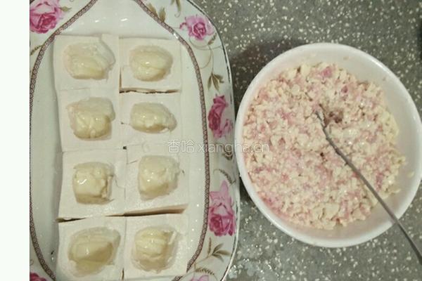 肉末酿豆腐的做法图解2