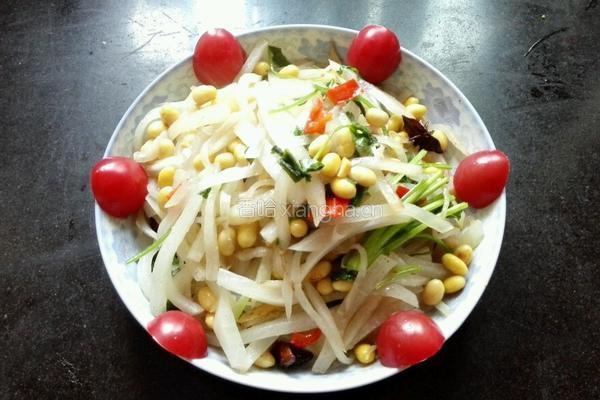 白萝卜丝炒黄豆的做法图解7