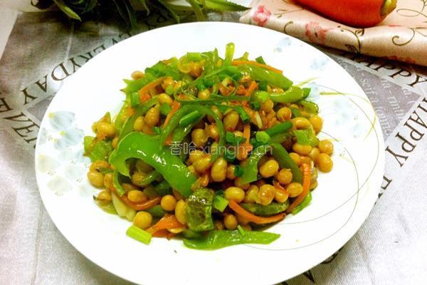青椒炒黄豆的做法图解8