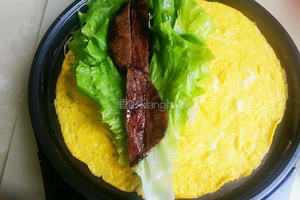 生菜牛肉鸡蛋卷的做法图解8