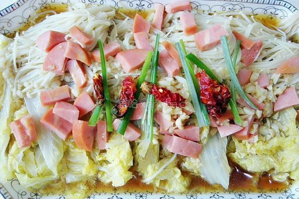 金针菇蒸娃娃菜的做法图解9