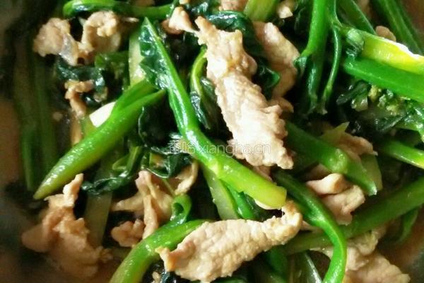 瘦肉炒芥兰的做法图解4