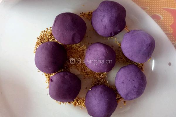 紫薯芝麻饼的做法图解6