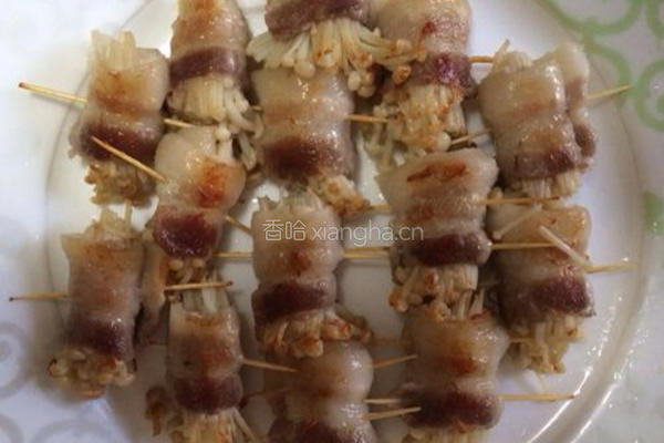 煎五花肉金针菇卷的做法图解6