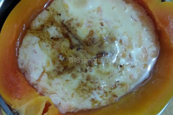 木瓜牛奶蒸蛋的做法图解6