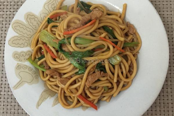 青菜肉丝炒面的做法图解4