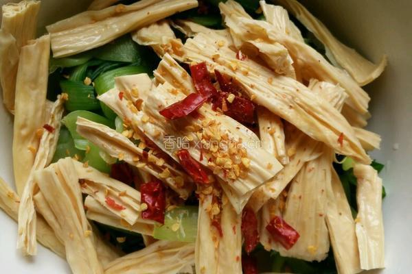 小油菜呛豆皮的做法图解4