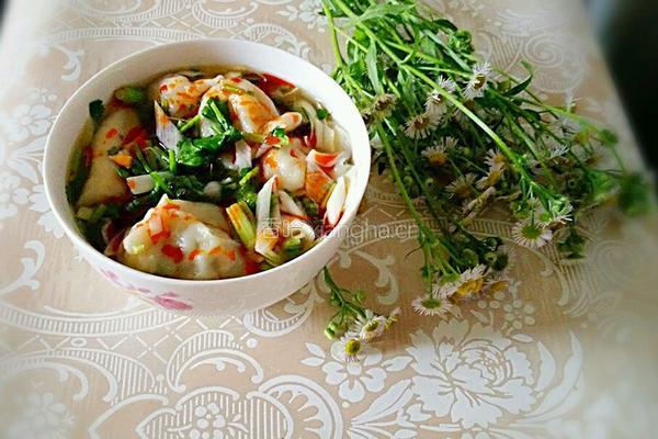 小葱 豇豆 鸡蛋 酸辣汤饺的做法图解9