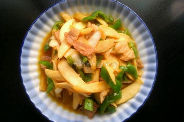 青椒肉片炒茭白的做法图解5