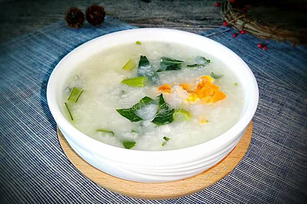 咸蛋菜心粥的做法图解6