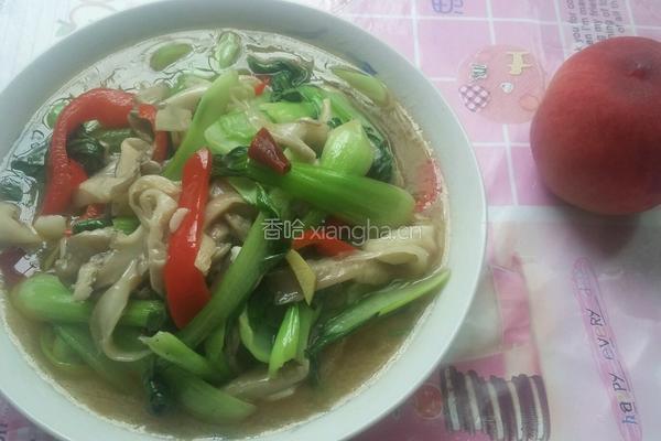 蘑菇炒青菜的做法图解7