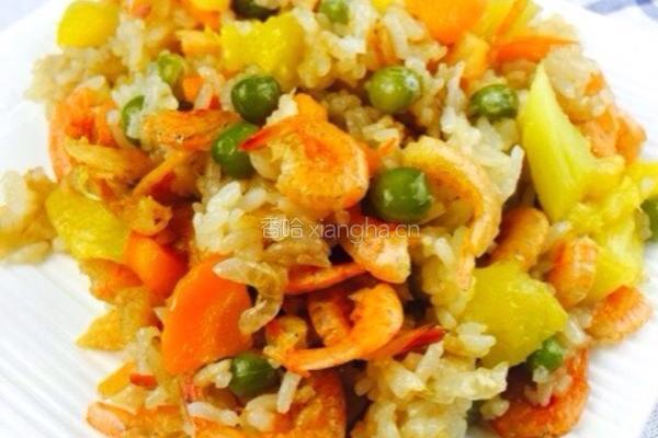 菠萝樱花虾炒饭的做法图解5