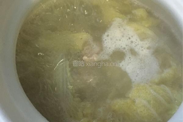 娃娃菜粉丝肉丸汤的做法图解8