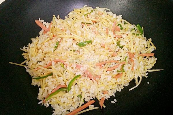 青椒土豆丝炒饭的做法图解8