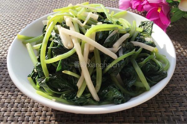 酸笋炒红薯叶的做法图解8