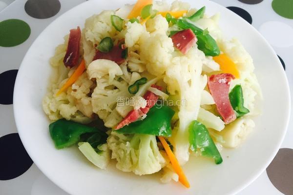火腿炒菜花的做法图解6