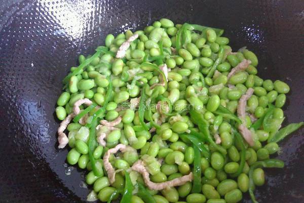 青椒毛豆炒肉丝的做法图解6