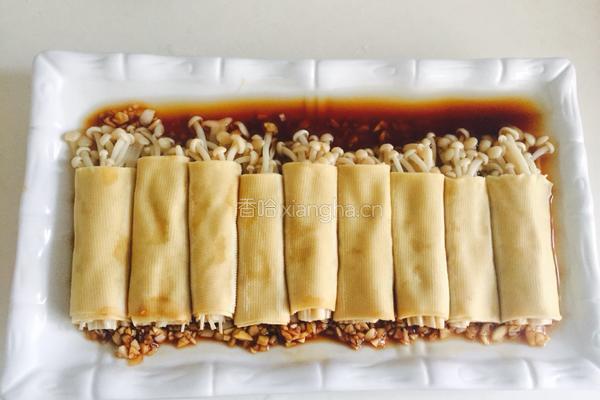 豆皮金针菇卷的做法图解6