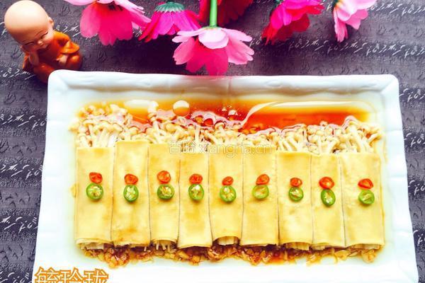 豆皮金针菇卷的做法图解7