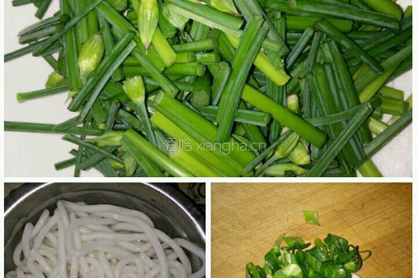 韭菜苔炒粉的做法图解1