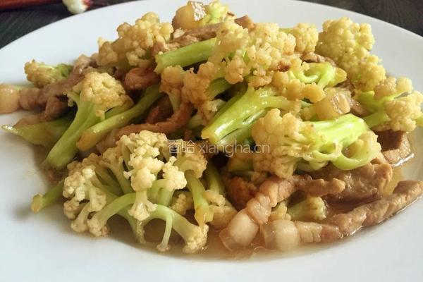 散花菜炒肉的做法图解4