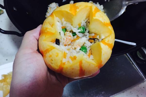 南瓜盅海鲜饭的做法图解9