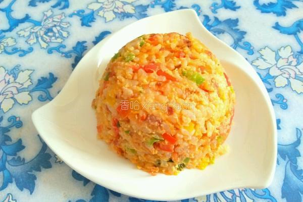 彩椒圈煎饭的做法图解8