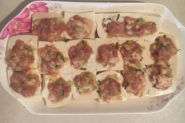 肉馅酿豆腐的做法图解4