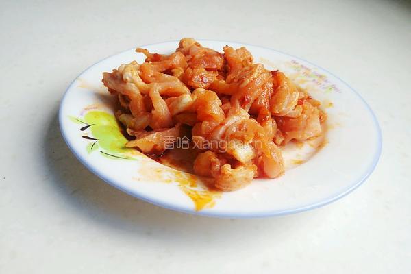 青红椒子姜肉丝的做法图解3